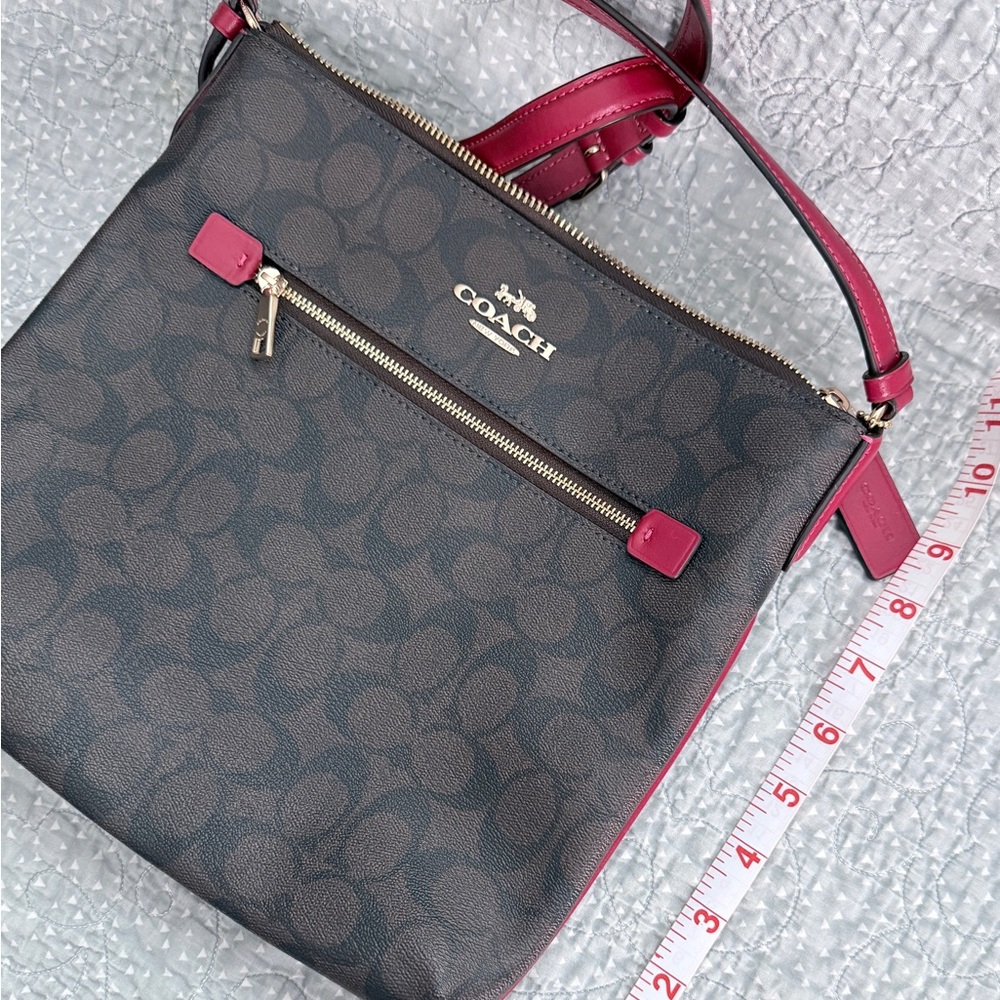 Coach Crossbody Bag - Signature coated canvas with red accents. - Picture 4 of 5